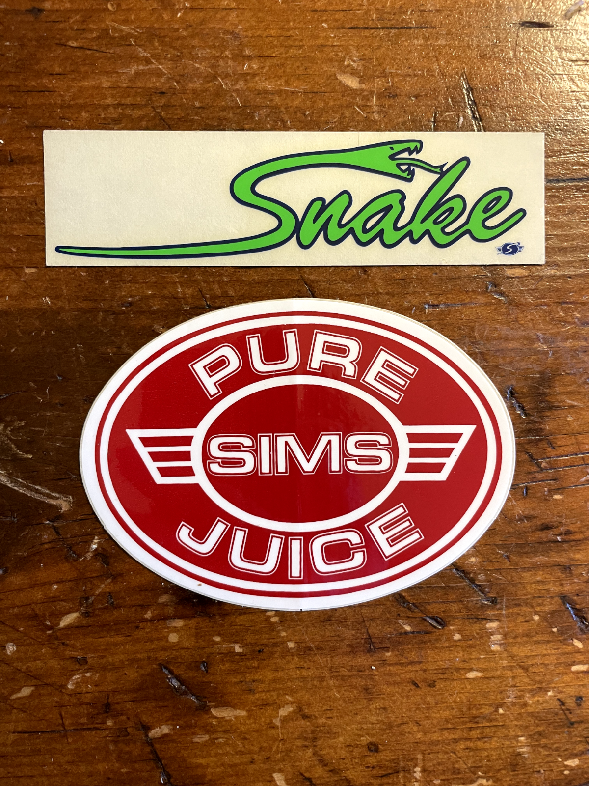 70s PURE JUICE SIMS ステッカー 2 VTG 1970s SIMS Pure Juice Skateboard stickers (vtg Sims