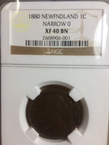 Newfoundland 1880 Cent Narrow O