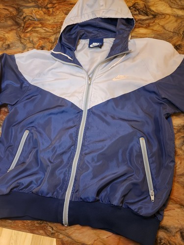 Vtg 80s Nike Hooded Windbreaker Track Jacket Spacesuit Gray