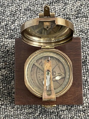 Nautical 3'' Brass Brunton Compass With Wooden Box Antique Finish Compass Gift
