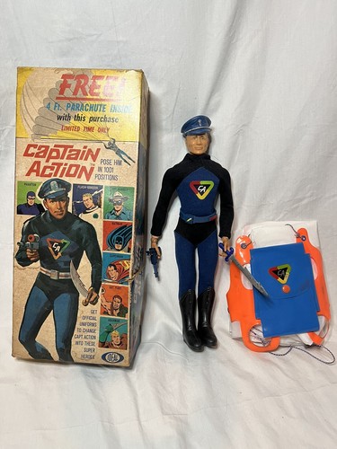 Rare IDEAL Captain Action In BOX With Parachute