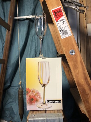 Luminarc Stem SEINNA Champagne Flute Wine Glasses 4 Pc Set NEW NIB French Made