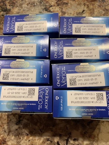 ONE TOUCH Verio Diabetic Test Strips Lot Of 8 Box 50ct Factory Sealed Exp05/2020