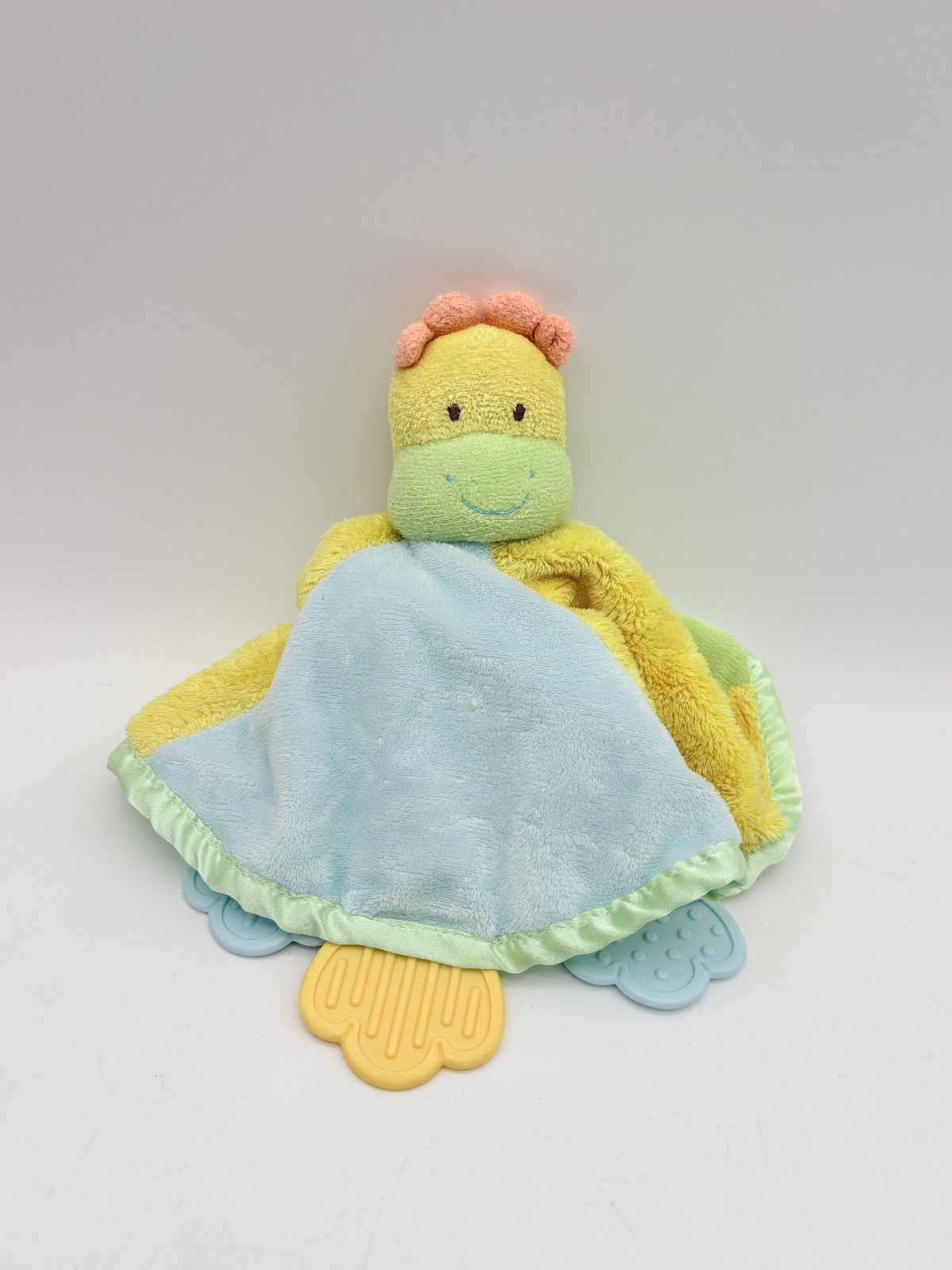 Carters Giraffe Lovey Security Blanket Teether Baby Blue Yellow Toy