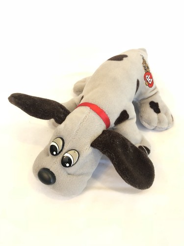 Pound Puppies Gray Dog Plush 7in Stuffed Animal Tonka Vintage Brown Spots