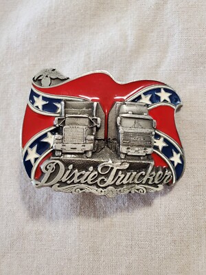 Dixie Trucker Vintage  1991 Big Rigs Belt Buckle Semi Truck Big Rig Southern