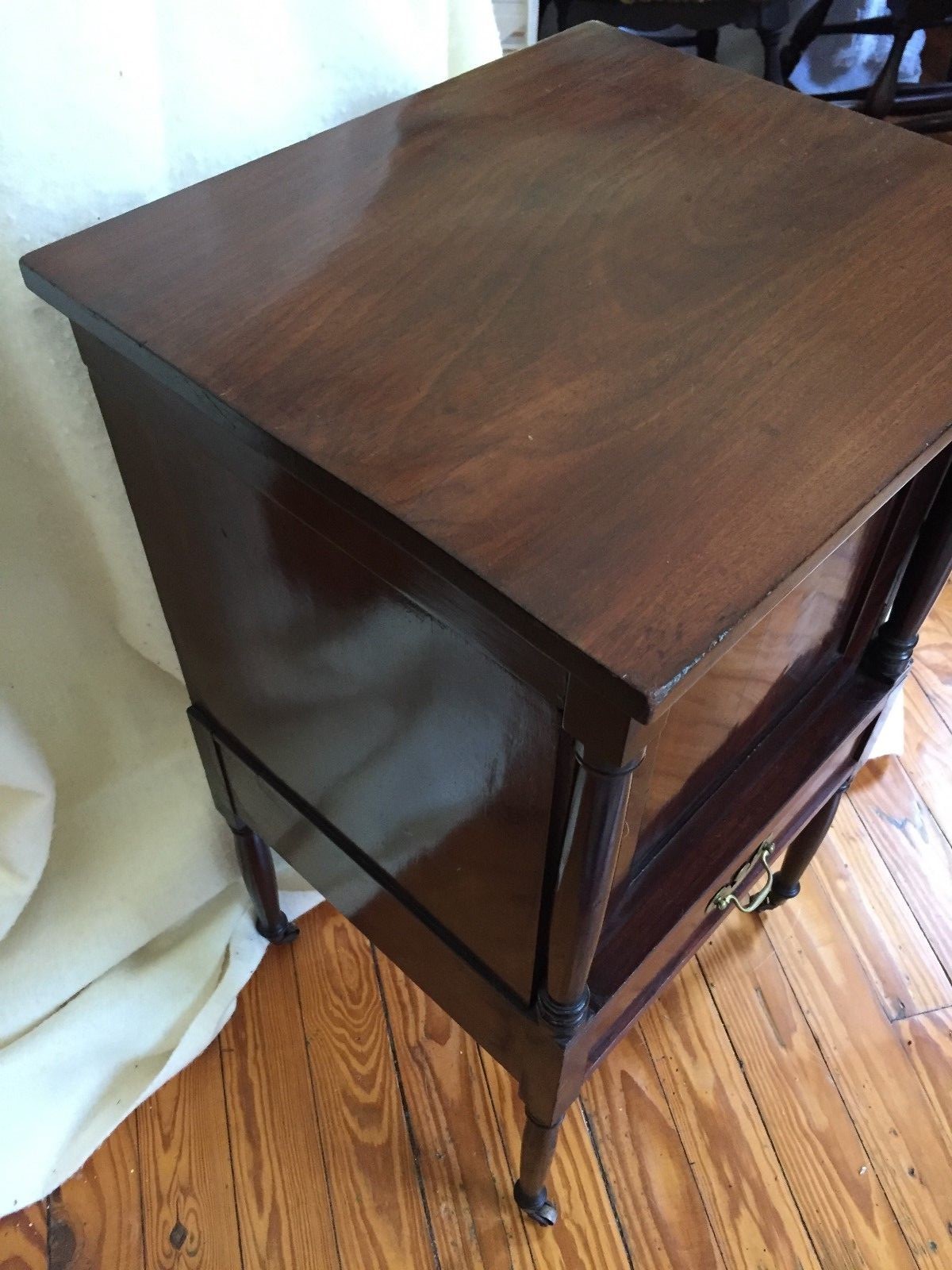 Antique Key'd Locking Mahogany Spice Cabinet 1840-1860 Sheraton Federal Style