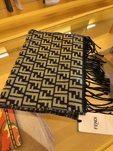 スカーフ Fendi Embroidered Cotton Foulard M32 FENDI Blue Monogram Logo Cotton Scarf Scarves Pocket