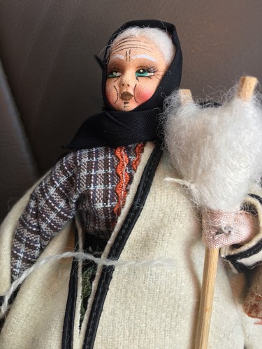 CRAFTMANSHIP in these SHEPHERD and WIFE (wool spinner) DOLLS