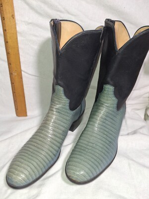 Womens cowboy boots  Falconhead lt blue lizard L, bk U sz 6/5 B p656