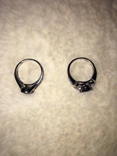 Set Of 2 Blue Sapphire Rings Size 6