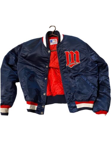 VTG STARTER 80s MINNESOTA TWINS NAVY BLUE SATIN BOMBER VTG STARTER 80s MINNESOTA TWINS NAVY BLUE SATIN BOMBER