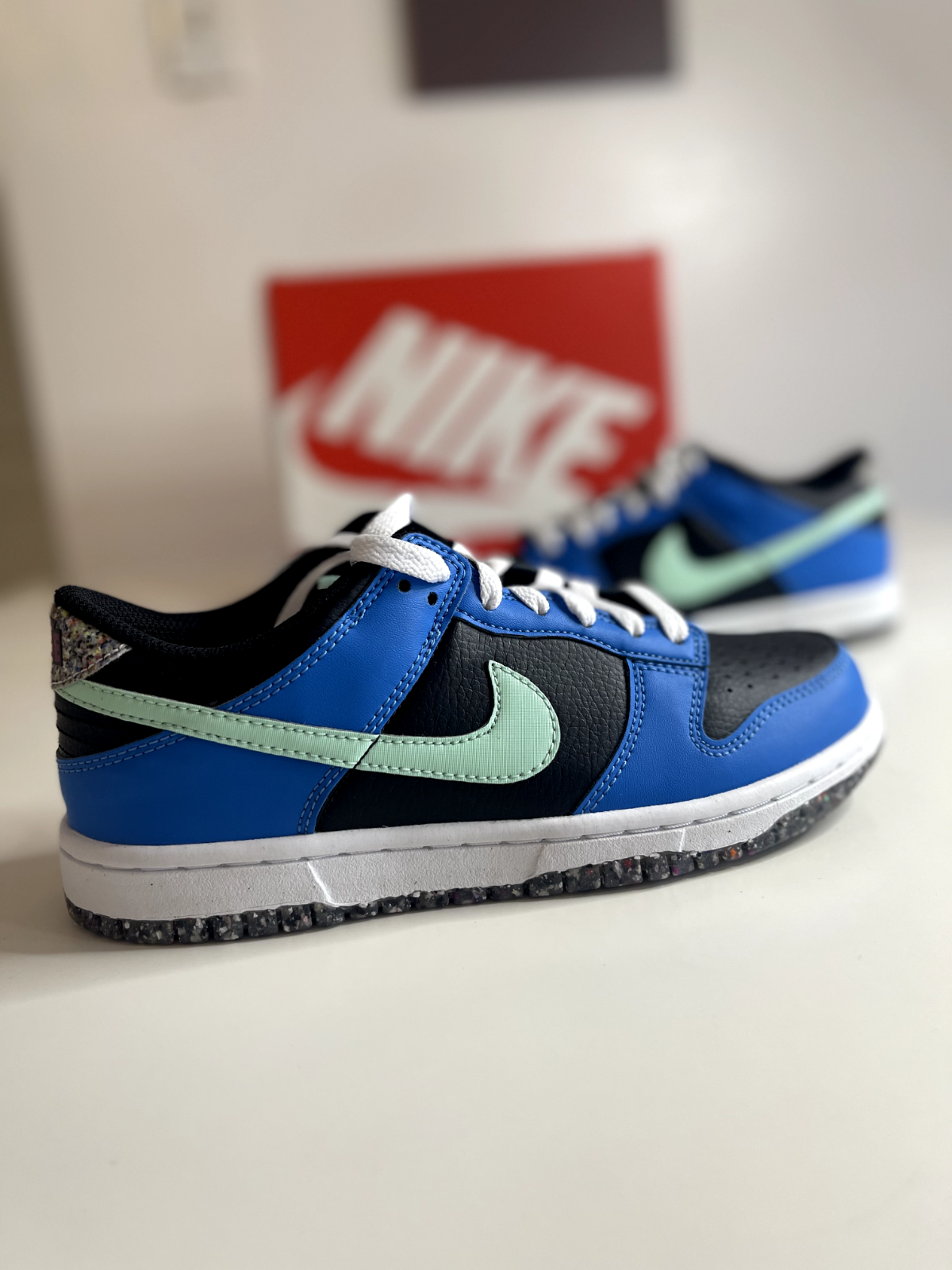 Nike Dunk Low SE (GS) Shoes Black Photo Blue Foam Mint Green