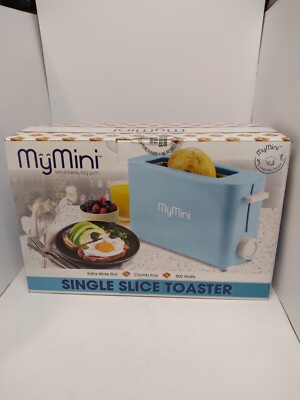 MyMini Nostalgia Single Slice Bagel Toaster Extra Wide Slot Easy Clean Blue New