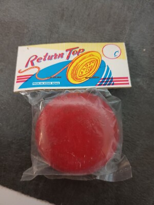 Vintage Tin Yo-Yo Return Top 1950s 1960s in Original Package Metal Toy NOS Red