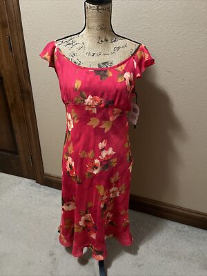Connected Apparel Empire Waist Floral Dress Ruffle Straps Women's Size 10 NWT