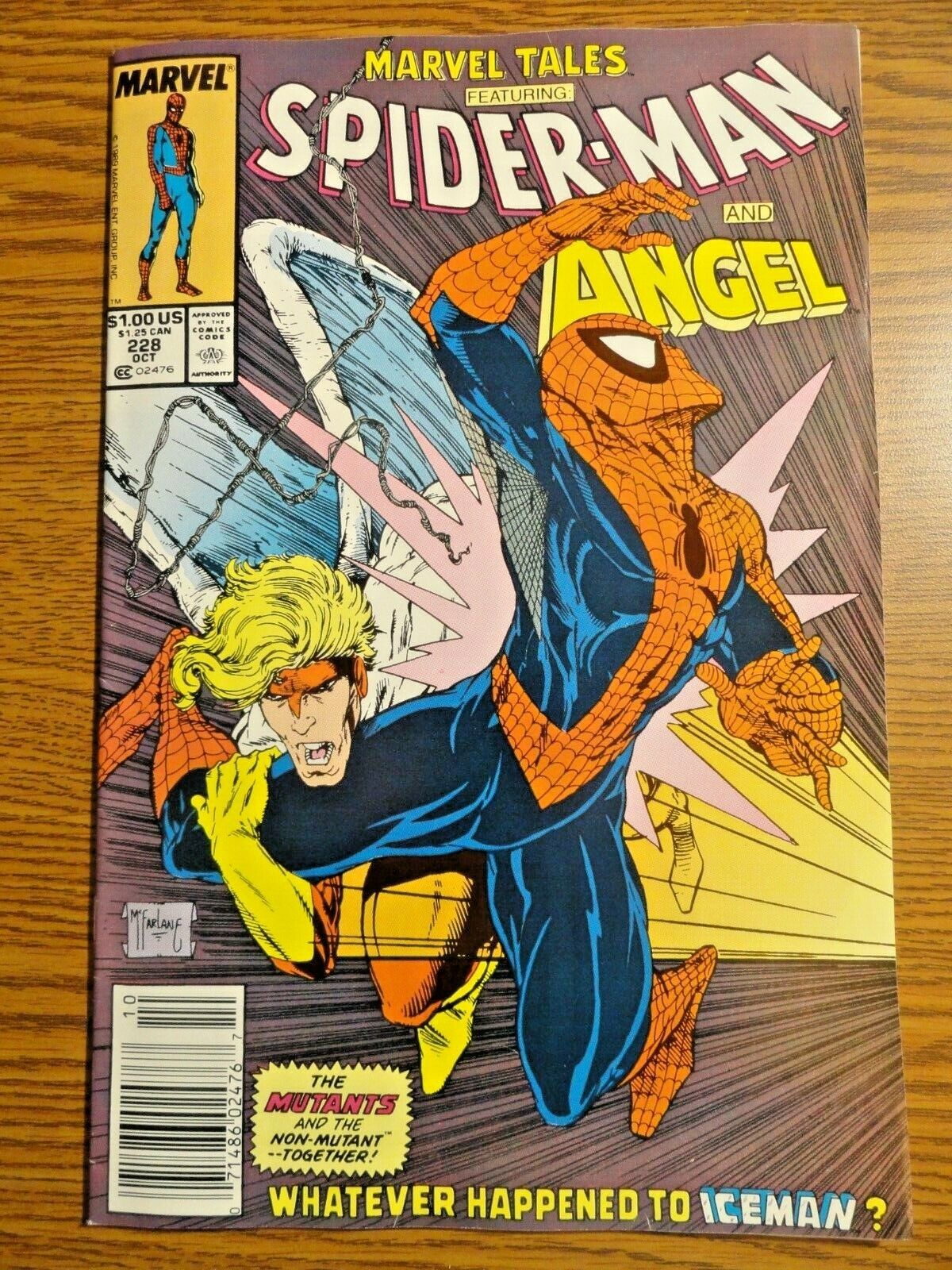 Marvel Tales #228 Spider-man Newsstand Todd McFarlane Cover Iceman Angel X-men Marvel Tales #228 Spider-man Newsstand Todd McFarlane Cover Iceman Angel X-men