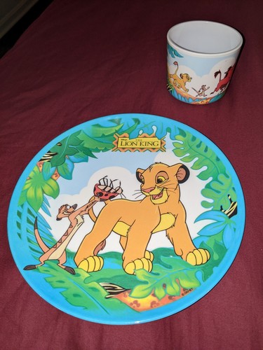 Vintage 1990s The Lion King 2 Piece Dinnerware Set plate and mug