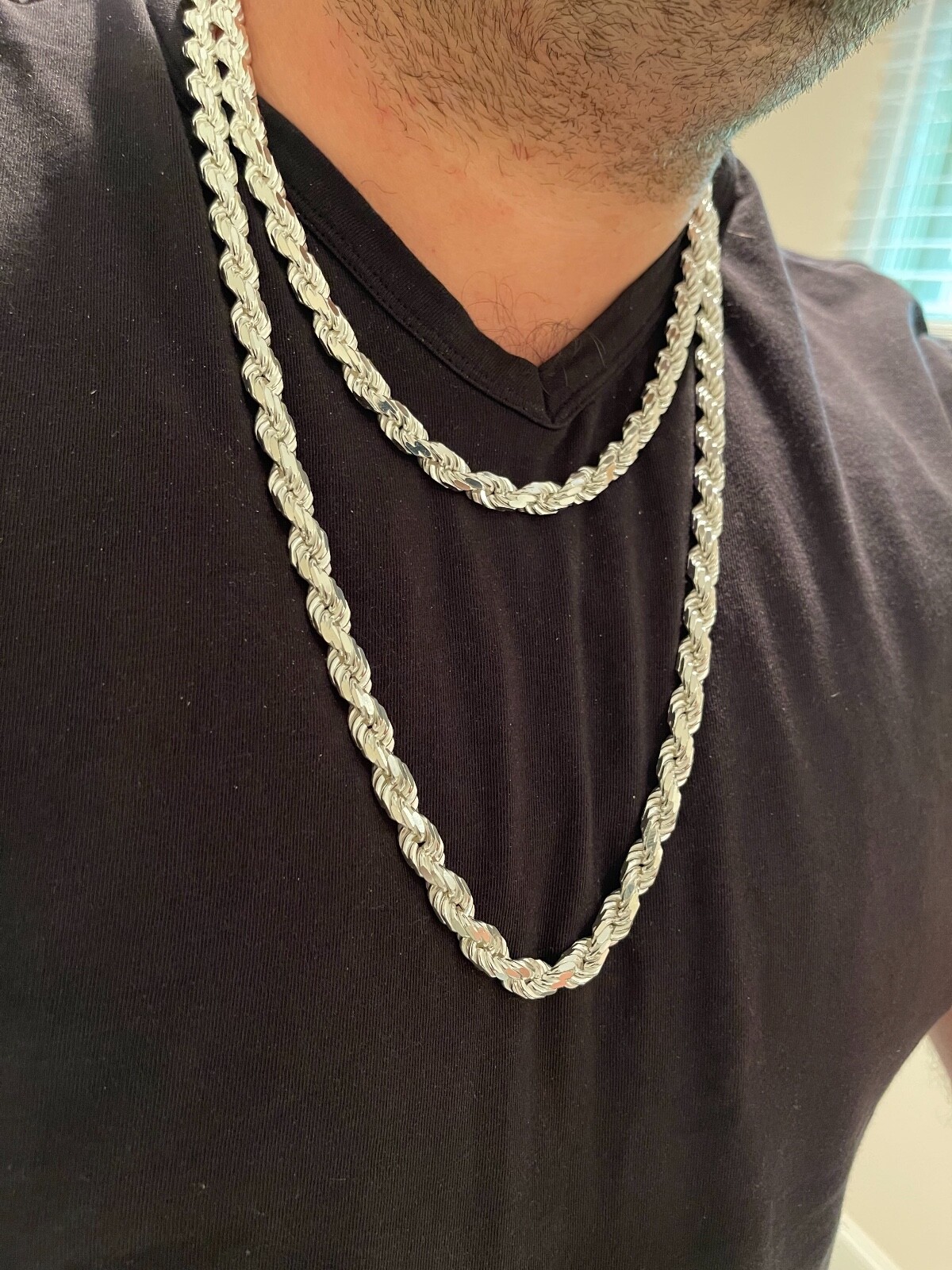 Pre-owned Silver Heavy 8mm Men's Rope Chain Real Solid 925 Sterling  Necklace 18"-30" Italy