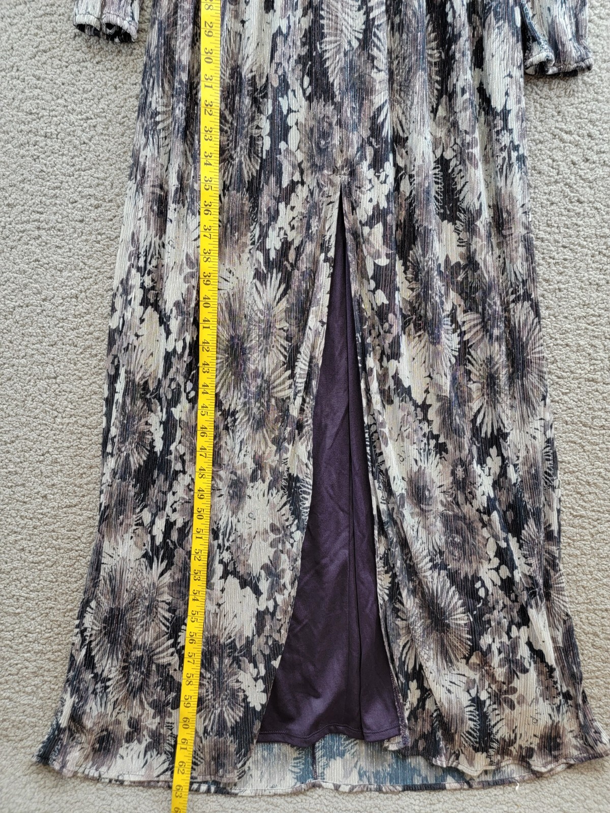 Ramy Brook Estelle Metallic Gown Women's 2 Dove Grey Floral Back Zip Closure - Picture 8 of 17