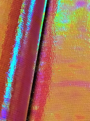 Fire Red Mermaid Unicorn Hologram Fabric reflective Latex PVC Barbie 80s doll  