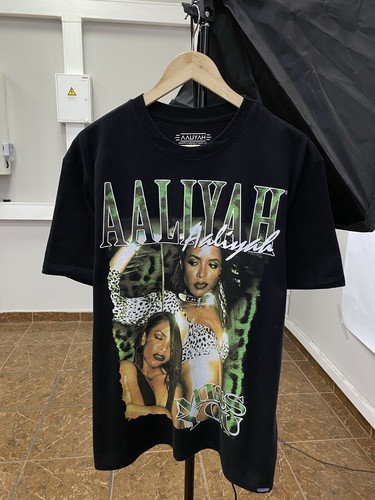 🤎 Aaliyah Rap t-shirt hype Y2K size L color black | eBay