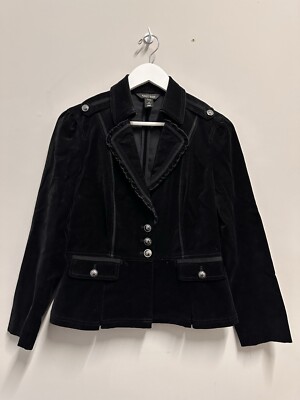 White House Black Market Black Velvet Blazer Jacket Women Size 6 Work Office