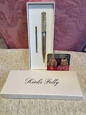 Kirks Folly Crystal Goddess Pen with Refill Goldtone - New In Box