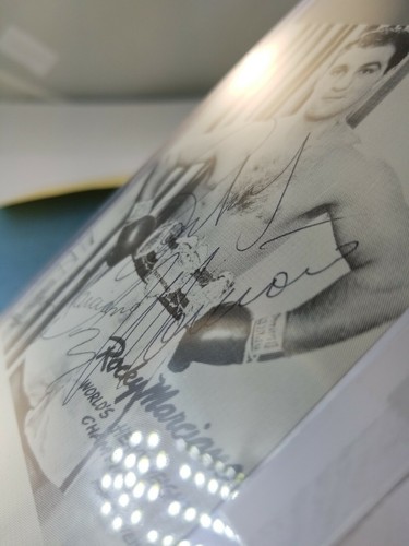 Super Rare 1953 ROCKY MARCIANO autographed Holland Furnace Co. BOXING POST CARD