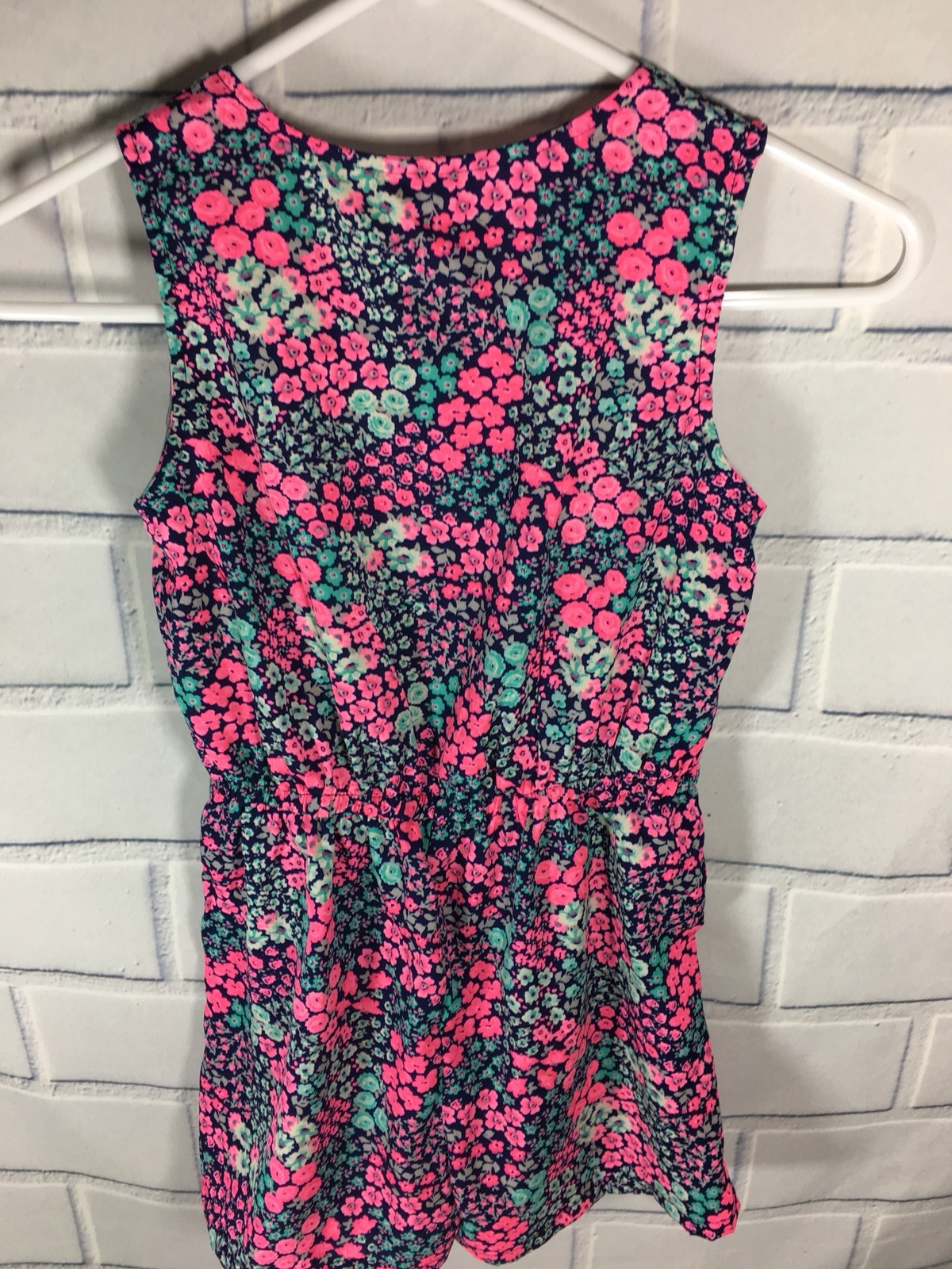 Japna Kids Blue Gray Floral Romper Jumpsuit Tassels Girls SZ 12 New w/tags  (D8*