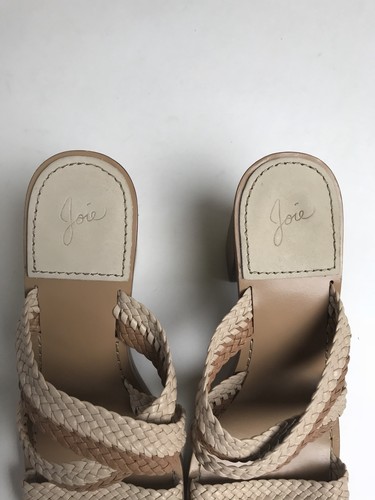 JOIE 36.5 Women’s What’s Going On Braided Heeled Sandals Mules Brown 3.5”