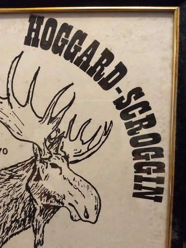 Vintage Hoggard Scroggin Clothing Est 1970 advertising framed moose picture