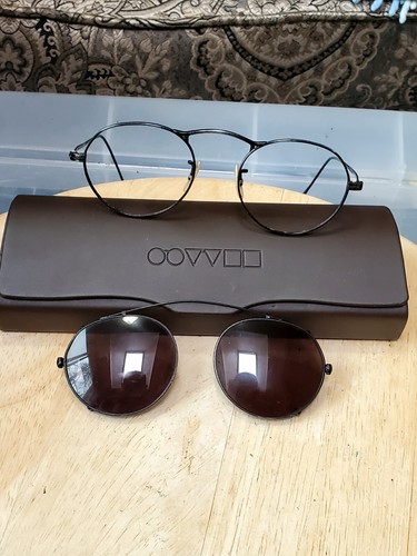 s Oliver Peoples M-4 MBK black Round Eyeglasses W/clip-on