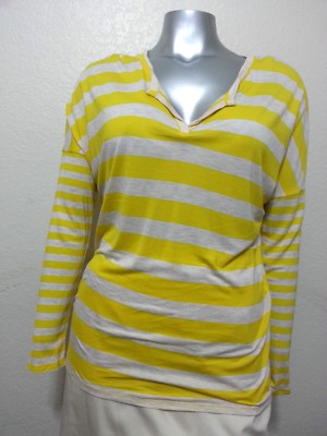 NWT OLD NAVY TOP BLOUSE TUNIC SHIRT Size L Striped Long Sleeve 100% rayon NWT