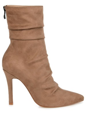 

JOURNEE COLLECTION Женские коричневые ботинки с напуском Markie Toe на шпильке, Коричневый, MARKIE