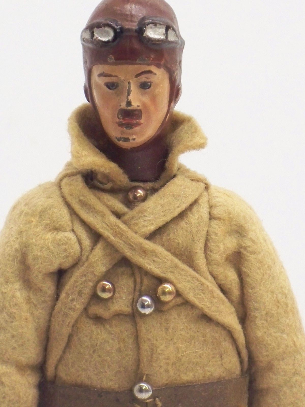 Vintage Antique Bucherer Saba Metal Full Jointed Aviator Doll With Clothes