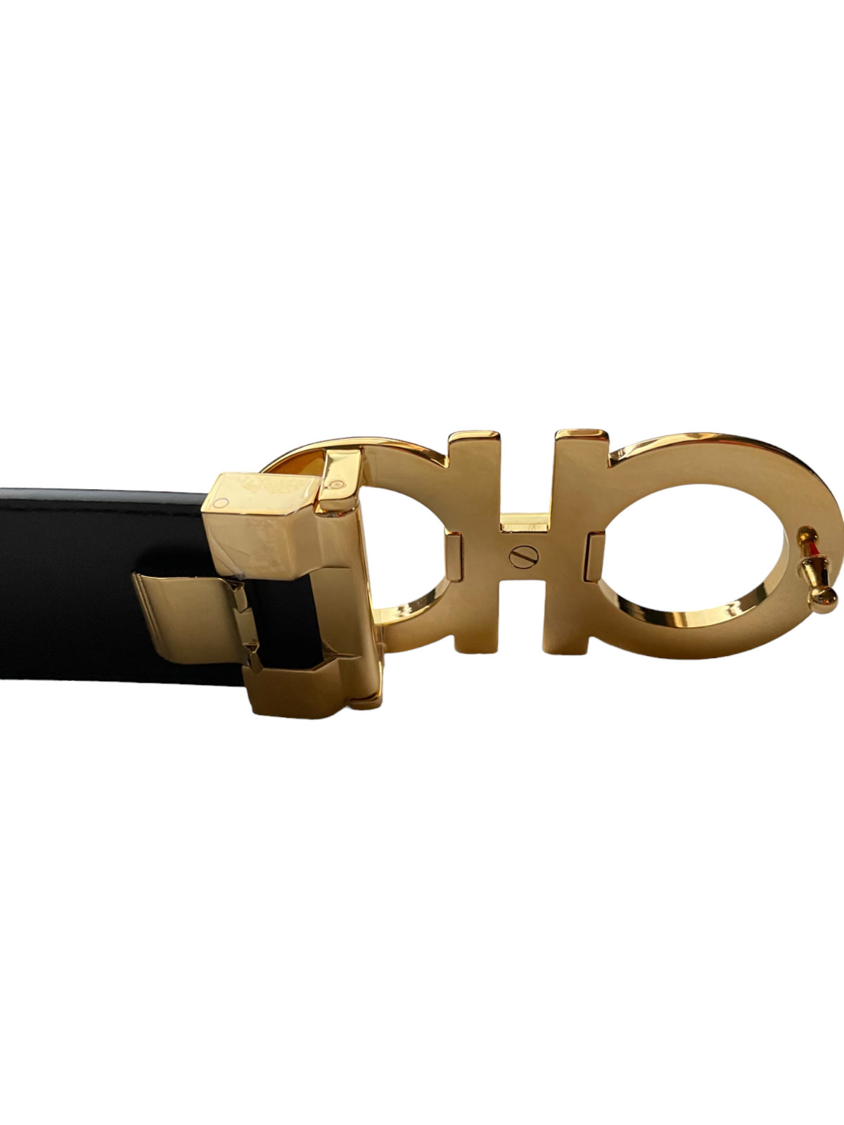 Pre-owned Ferragamo Salvatore  Reversible/adjustable Belt Polished Gold Buckle