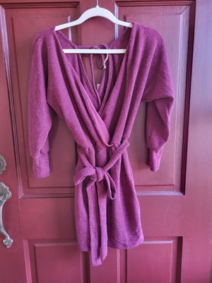 NWT Francesca's Burgundy Open Back Poly/Spandex Long Sleeve Dress Women Size XS