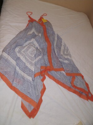 roberta roller rabbit scarf dress one size O/S blue white orange NWT 