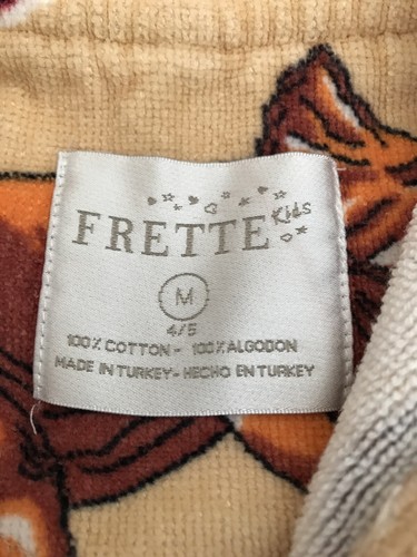 Frette Dinosaur Kids Size Medium (4/5) Hooded Robe With Tie Terry 100% Cotton