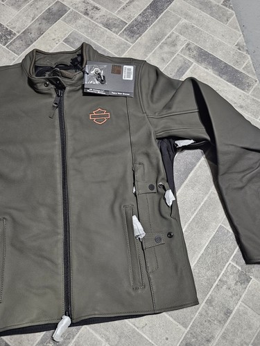 Pre-owned Harley-davidson Harley Davidson Men's Paradigm Triple Vent System 2.0 Leather Jacket 2024 Size M In Black/olive
