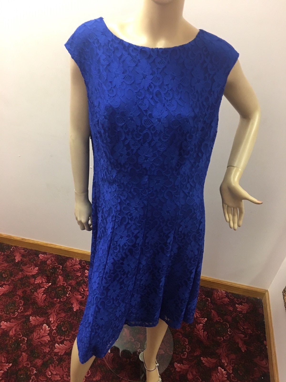 Brand New With Tags Ralph Lauren Royal Blue Lace Cocktail Dress 16W