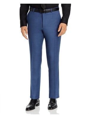 

JOHN VARVATOS Mens Navy Flat Front, Heather Slim Fit Pants, 7091305-5T