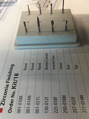 Zirconia Finishing Diamond Burr kit#18mdt  8 burs for High Speed Handpiece