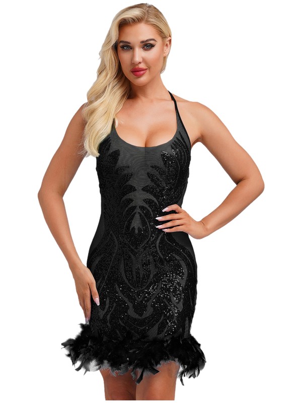 slim fit dress slacks Lapointe Oat Satin Halter Feather Trim Gown