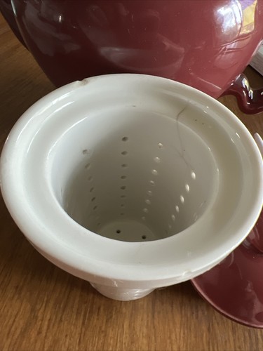 McCormick Tea Pot Baltimore MD,USA 4 Cup Burgundy Teapot w/Lid & Infuser
