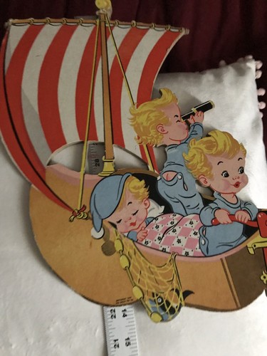 Vintage Toy Co Wynkin, Blynkn, and Nod Nursey Colorful Wall Hanging