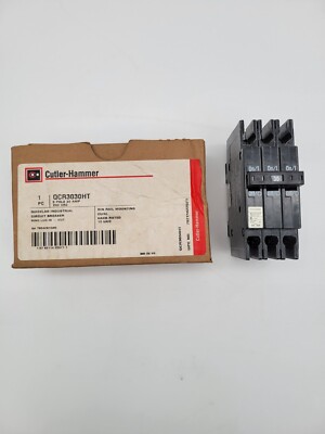 Cutler-Hammer QCR3030HT Circuit Breaker 30 Amp 240 VAC 3 Pole DIN Rail Mount NOS