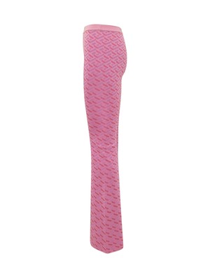 Pre-owned Versace Jacquard Pants With Greek Print In Pink