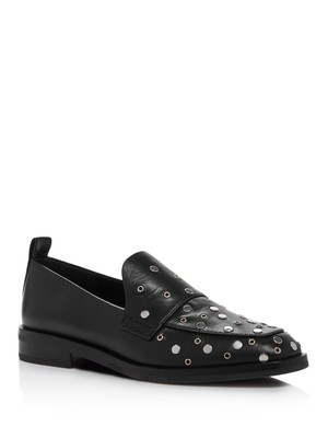 

3.1 PHILLIP LIM Женские черные кожаные лоферы без шнуровки Alexa Toe Block Heel, Черный, SSE0-T685JAR